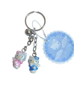 平成レトロ kittyハローキティエンジェルツインチャームキーホルダー★激レア★