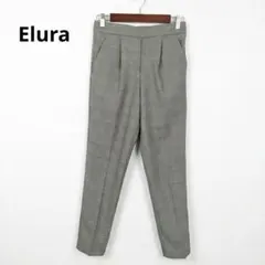 Elura 엘루아 체크 무늬 테이퍼드 팬츠 S 웨스트 고무