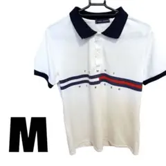 半袖　ストライプ　ポロシャツ シャツ　M トミーフィルガー　白　Tシャツ