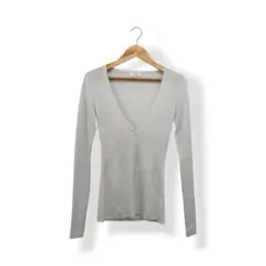 ELLE PARIS エルパリス ラメ リブ ニット カーディガン グレー 38のサムネイル