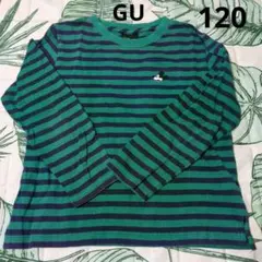 GU ディズニー ミッキー刺繍 ボーダー長袖Tシャツ 120