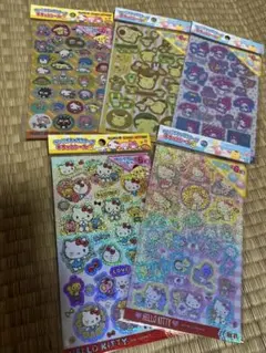 ハローキティ・ポムポムプリン ホログラムシール 5点セット