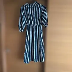 ストライプ七分袖シャツワンピース