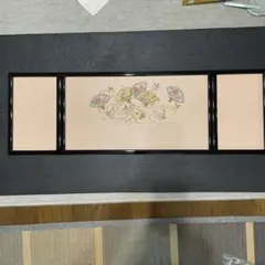 刺繍花扇 三曲枠屏風 - メルカリ