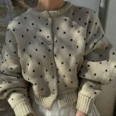 【willfully】ハートドット　リバーシブルカーディガン　ニットカーディガン