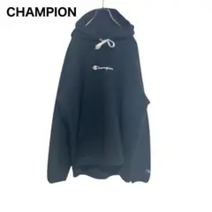 【センターロゴ刺繍】CAMPION チャンピオン　フリースパーカー　黒　L