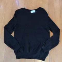 美品★UNTITLED黒クルーネック薄手長袖ニット★アンタイトル日本製
