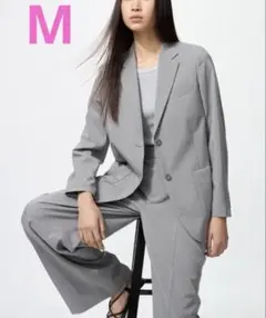 【美品】【しつけ糸有】UNIQLO 感動ジャケット　リラックスフィット　グレー