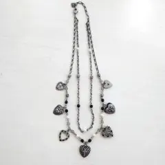 ジャクリーヌシングパリ ブラックネックレス ハート型チャーム付き 