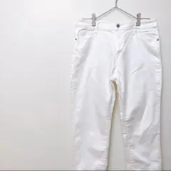 【美品】ホワイト デニム ストレート 大きめ ストレッチ カラーパンツのサムネイル