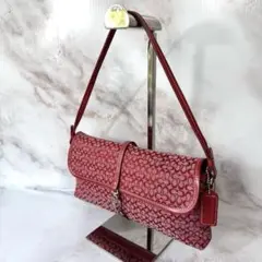 【希少】 COACH コーチ ワンショルダー アクセサリーポーチ 赤 ワンハンド