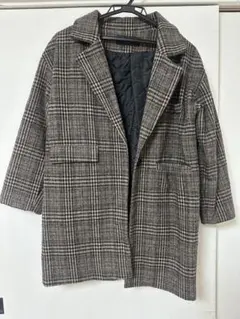 チェック柄 チェスターコート ウール混合