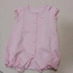 ミキハウスピンク 水玉 ウサギ刺繍 ロンパース