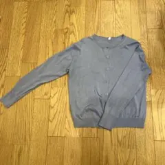 ユニクロ　UVカットスーピマコットンクルーネックカーディガン（長袖）　ブルー