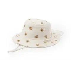 クマ刺繍 バケットハット ホワイト 幼児用