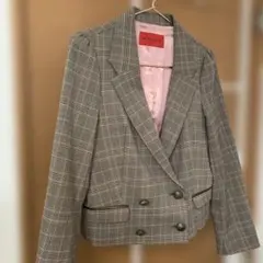 美品 ビーラディエンス チェック柄 ショート丈 ジャケット