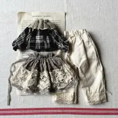 紅茶染めお洋服３点セット　ネオブライスアウトフィット　ハンドメイド　ドール服