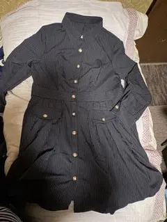 ストライプ長袖シャツワンピース