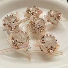 装飾ビーズ クリア ゴールド 5個セット