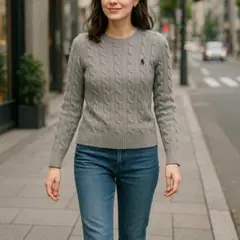 【美品】ポロラルフローレンカシミヤ混ケーブルセーターXSサイズ