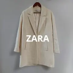 ZARA ザラ ウール混 ロング テーラードジャケット キナリ S