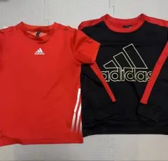 adidas アディダス　キッズ　半袖　トレーナー 裏起毛 トレーニング130