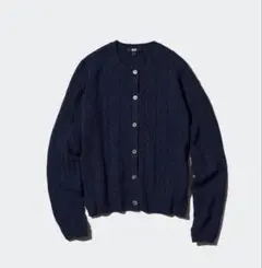 【新品タグ付き】ユニクロ ケーブル クルーネックカーディガン ネイビー