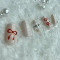 リボンフリルネイル。