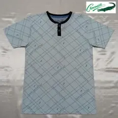【Crocodile】クロコダイルの刺繍ロゴ入りハーフボタンTシャツ（Мサイズ）