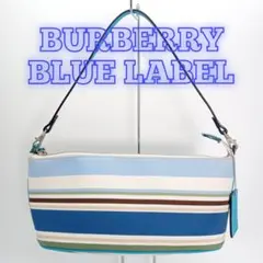 BURBERRY BLUE LABEL ハンドバッグ ボーダー 水色 グリーン