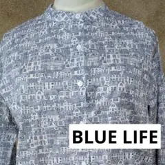 美品◇BLUE LIFE◇スタンドカラーシャツ◇ヨーロッパ街並み◇2