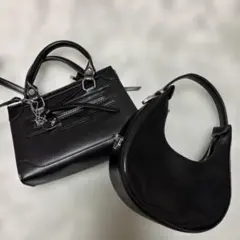 ブラックハンドバッグ、ショルダーバッグセット