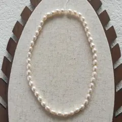 P565-13ミルキーホワイト淡水パールビーズ オーバル/ドロップ型約6-7mm