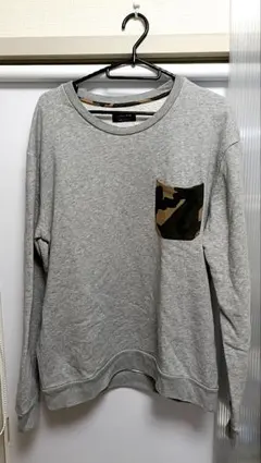 zara man スウェット　M　迷彩　ポケット　トレーナー　グレーザラメンズ