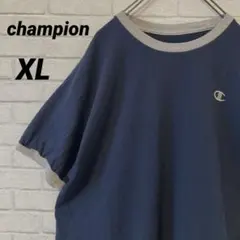 champion チャンピオン ロゴ刺繍 半袖Tシャツ ネイビー XL