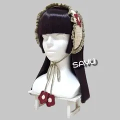 ヘッドドレス　ボンネット　バブーシュカ　ハンドメイド　グランジ　y2k　レトロ