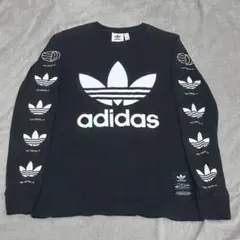 adidas アディダス オリジナルス 長袖プリントロゴT 黒 ブラック ロンT