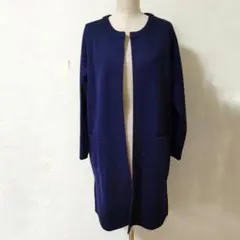 SHOO-LA-RUE ネイビー ノーカラーロングカーディガン