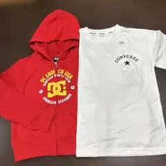 DC ディーシー　パーカー　赤　100㎝　コンバース　Tシャツ　白　105㎝