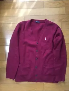 イーストボーイ カーディガン ウール素材 赤 バーガンディ