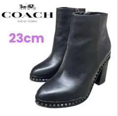 COACH コーチ✨ブラック ブーティ ショートブーツ 23cm スタッズ付のサムネイル