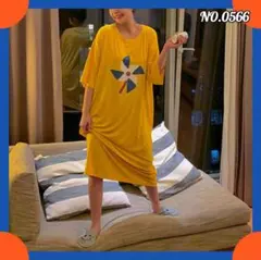 ゆったり部屋着カジュアルパジャマ夏寝間着妊婦半袖ルームウェアワンピース