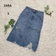 ZARA 牛仔裙 100% 純棉 破損加工 開衩 成熟帥氣 S