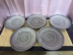 す*や様 銀峯陶器✴︎花三島✴︎ 大皿5点✴︎萬古焼✴︎未使用品