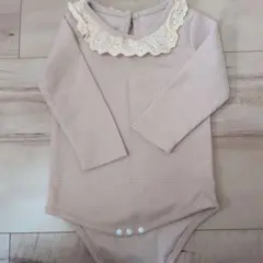 ベビー ロンパース ベージュ 襟付き