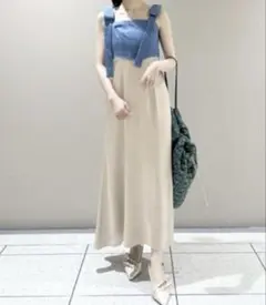 lily brownリリーブラウン ショルダーリボンワンピース ロング