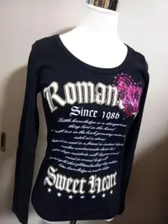 英字柄ロマンティックハートデザイン長袖Tシャツ