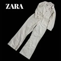 【ZARA】ホワイトデニム　オールインワン　つなぎ　ジャンプスーツ
