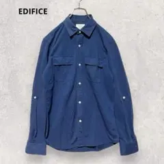 EDIFICE エディフィス 長袖 シャツ M ネイビー カジュアル シンプル