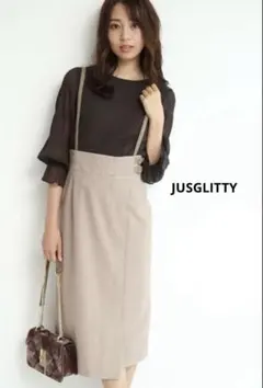 ジャスグリッティー　巻き風サスペンダー付タイトスカート